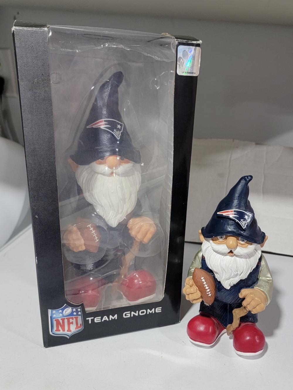This is a New England Patriots NFL Team set of  Gnomes, Small And Larger One